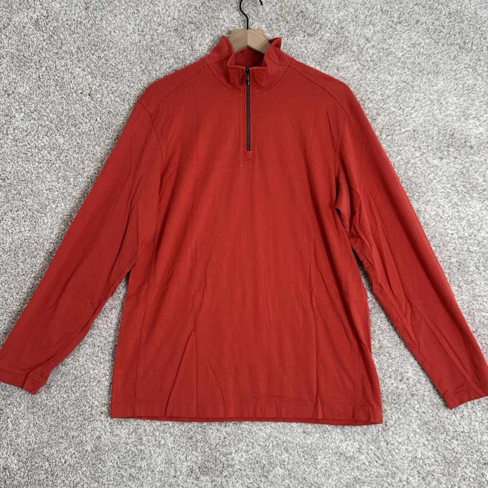 Tommy Bahama Shirt‎ Mens Size M Pima Cotton Modal Polo 1/4 Zip Long Sleeve Coral